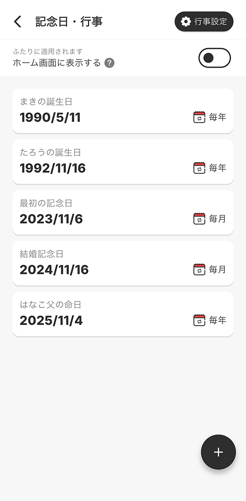 COUPPLY記念日管理画面